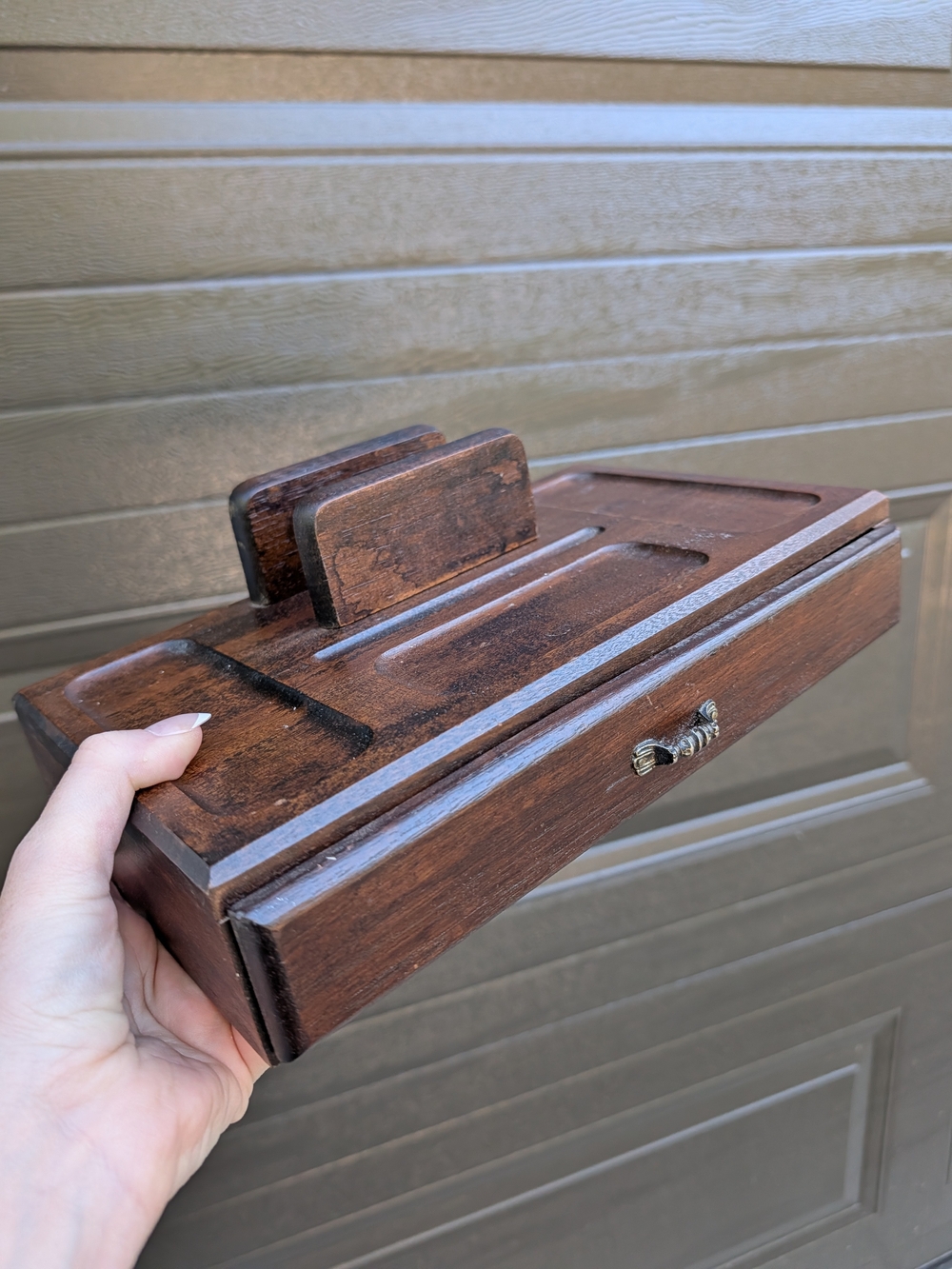 Wooden Desk Organizer with Drawer - Brown Jewelry Box